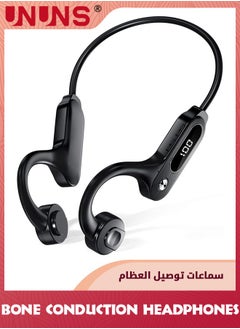 UNUNS Bone Conduction Headphones With LED Display,Bluetooth 5.3 Sports Wireless Earphones For iOS Android,Waterproof Open Ear Headset Built-in Mic HiFi Stereo For Running Cycling Driving,Black  - Image 1