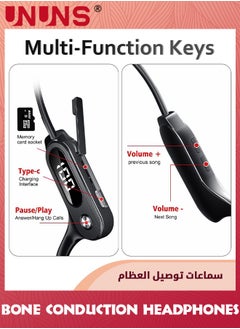 UNUNS Bone Conduction Headphones With LED Display,Bluetooth 5.3 Sports Wireless Earphones For iOS Android,Waterproof Open Ear Headset Built-in Mic HiFi Stereo For Running Cycling Driving,Black  - Image 5