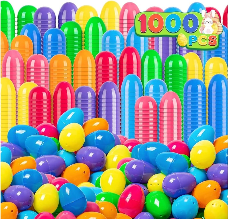Jumlys 1000 PCS 24 Plastic Easter Eggs Bulk Empty Easter Eggs with Hinge 8 Colors Fillable Colorful Egg Perfect for Easter Hunt Basket Stuffers Fillers Easter Theme Party Favors - Image 3