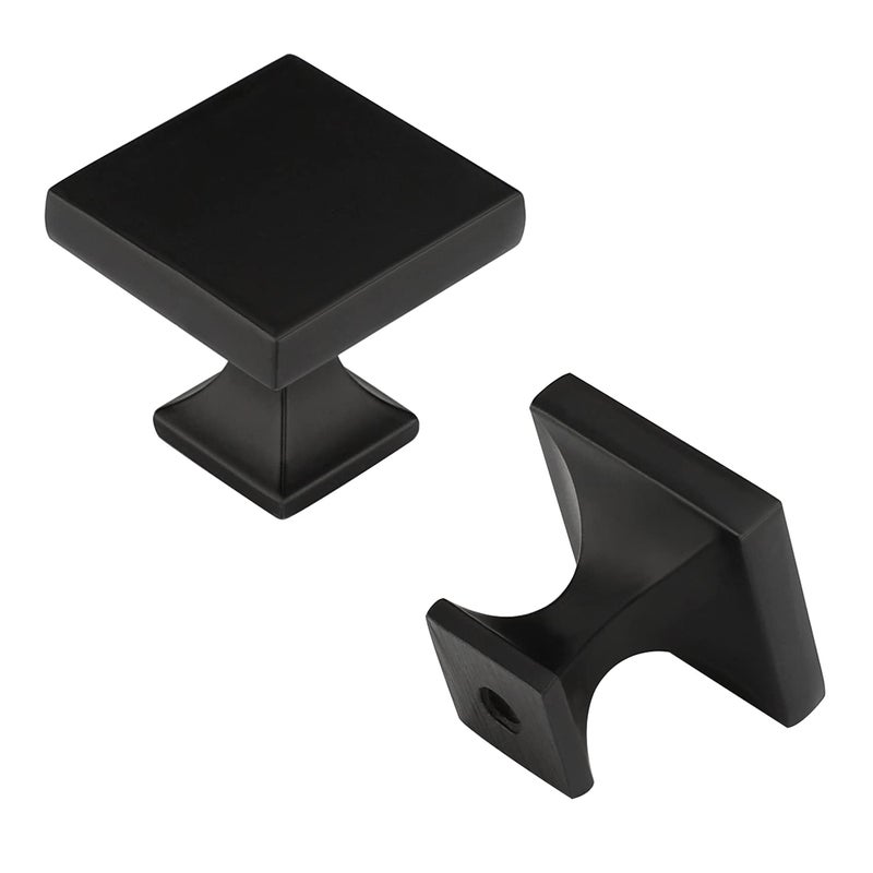 Peaha 6 Pack Black Cabinet Knobs PH6785BK Square Drawer Knob Hardware Pulls for Kitchen Dresser Bathroom