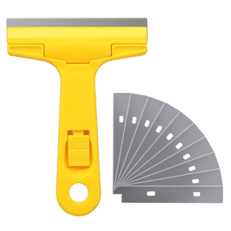 Homdum Razor Scrapper with ABS Plastic Handle tool to remove silicone & paint stains Floor Tile Grout Remover mirror Glass Window Cleaning Device Wiper with 10 cm Stainless Steel Blade - Image 1