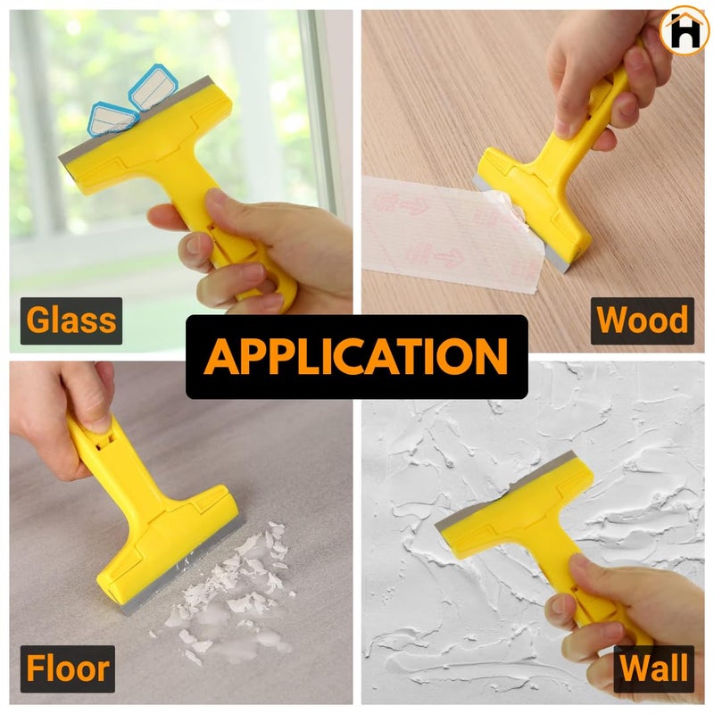 Homdum Razor Scrapper with ABS Plastic Handle tool to remove silicone & paint stains Floor Tile Grout Remover mirror Glass Window Cleaning Device Wiper with 10 cm Stainless Steel Blade - Image 5
