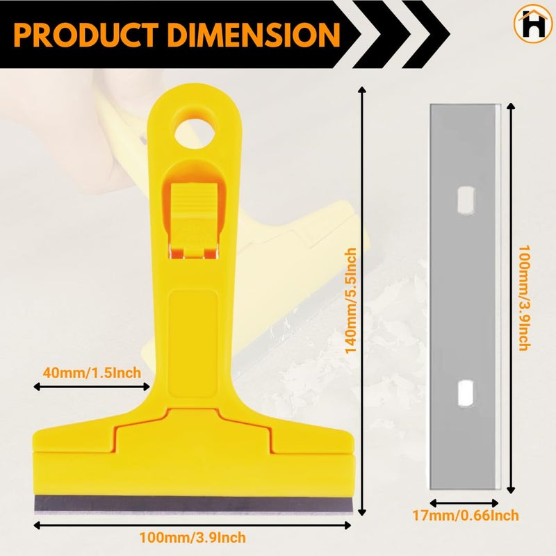 Homdum Razor Scrapper with ABS Plastic Handle tool to remove silicone & paint stains Floor Tile Grout Remover mirror Glass Window Cleaning Device Wiper with 10 cm Stainless Steel Blade - Image 3