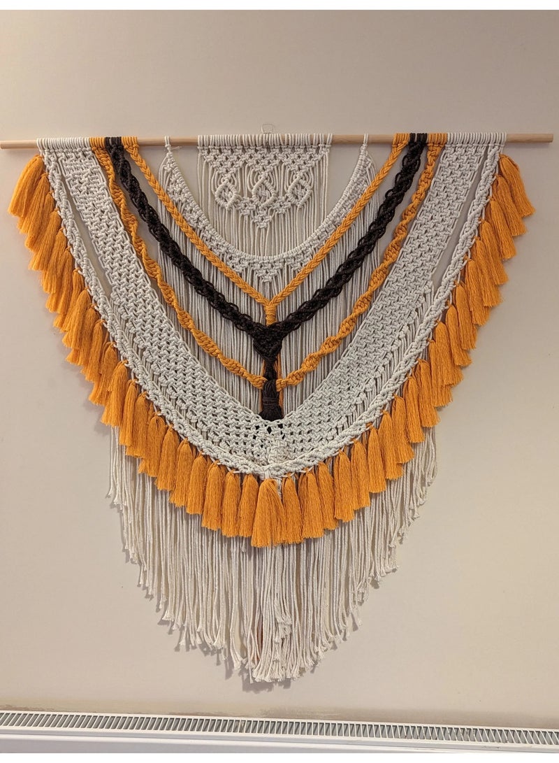 Antikiano An elegant handmade macrame piece, carefully crafted from natural cotton threads. It combines simplicity and beauty in a modern bohemian design. Featuring balanced knots and fine details, it adds a unique artistic touch to any space. Perfect for decorating walls in bedrooms, living rooms, or hallways, and also makes a special gift for lovers of handmade decor and boho style. - Image 2