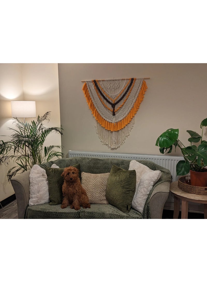 Antikiano An elegant handmade macrame piece, carefully crafted from natural cotton threads. It combines simplicity and beauty in a modern bohemian design. Featuring balanced knots and fine details, it adds a unique artistic touch to any space. Perfect for decorating walls in bedrooms, living rooms, or hallways, and also makes a special gift for lovers of handmade decor and boho style. - Image 1