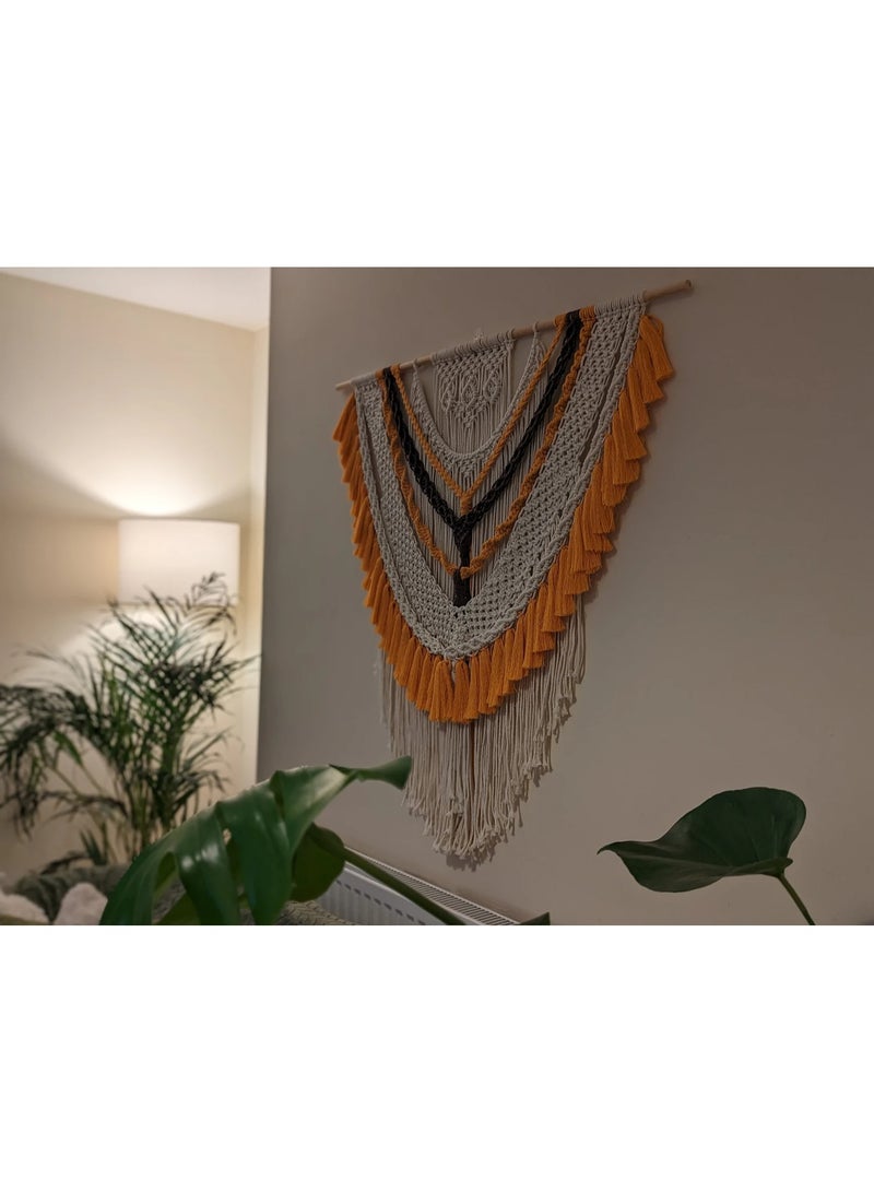Antikiano An elegant handmade macrame piece, carefully crafted from natural cotton threads. It combines simplicity and beauty in a modern bohemian design. Featuring balanced knots and fine details, it adds a unique artistic touch to any space. Perfect for decorating walls in bedrooms, living rooms, or hallways, and also makes a special gift for lovers of handmade decor and boho style. - Image 4