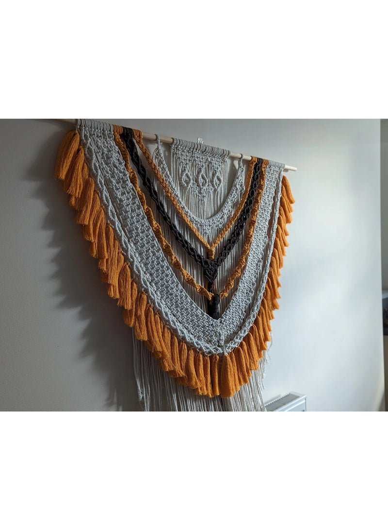 Antikiano An elegant handmade macrame piece, carefully crafted from natural cotton threads. It combines simplicity and beauty in a modern bohemian design. Featuring balanced knots and fine details, it adds a unique artistic touch to any space. Perfect for decorating walls in bedrooms, living rooms, or hallways, and also makes a special gift for lovers of handmade decor and boho style. - Image 5