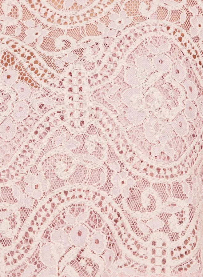 Styli Cape Sleeve Lace Insert Sheath Midi Dress