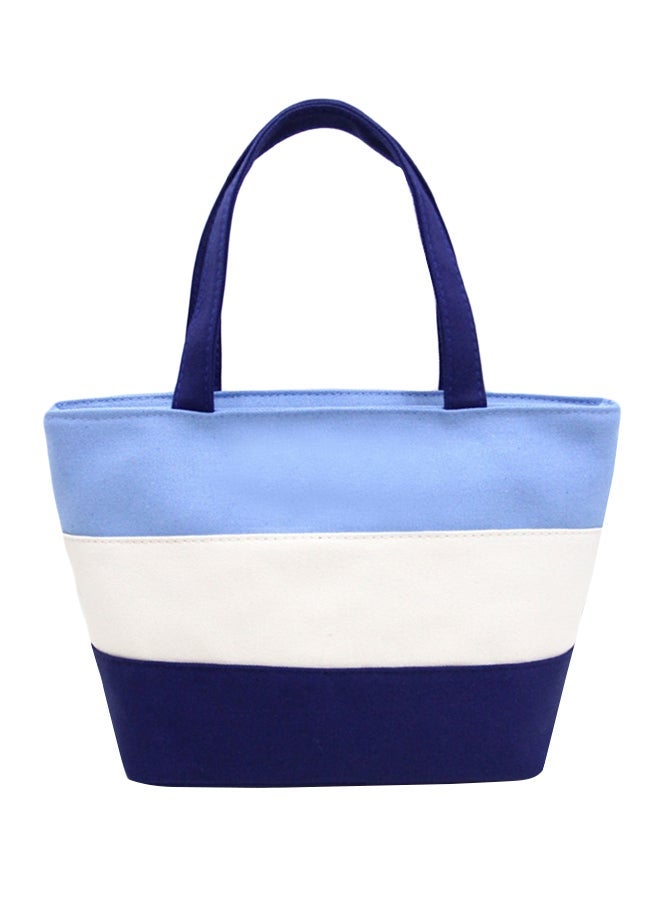 NIBEMINENT Striped Versatile Zipper Shopper Tote Blue