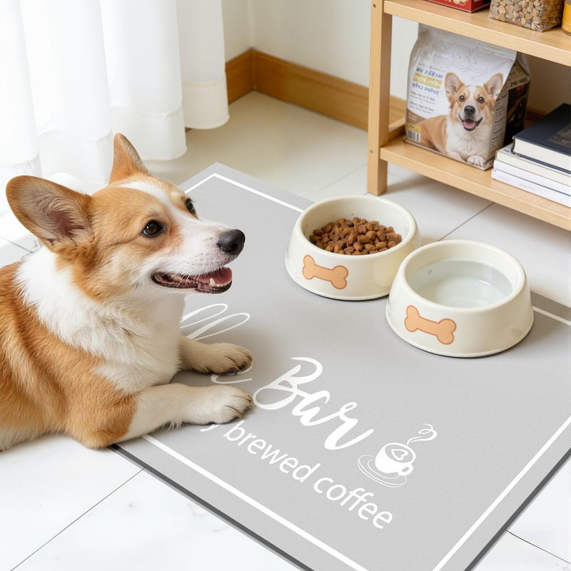 Findosom Dish Drying Mat, 12"x 20" Super Absorbent & Hide Stain Coffee Mat, Cuttable Drying Mat for Kitchen Counter, Coffee Bar Accessories, Under Dish Rack, Coffee Maker, Espresso Machine, LightGrey - Image 3