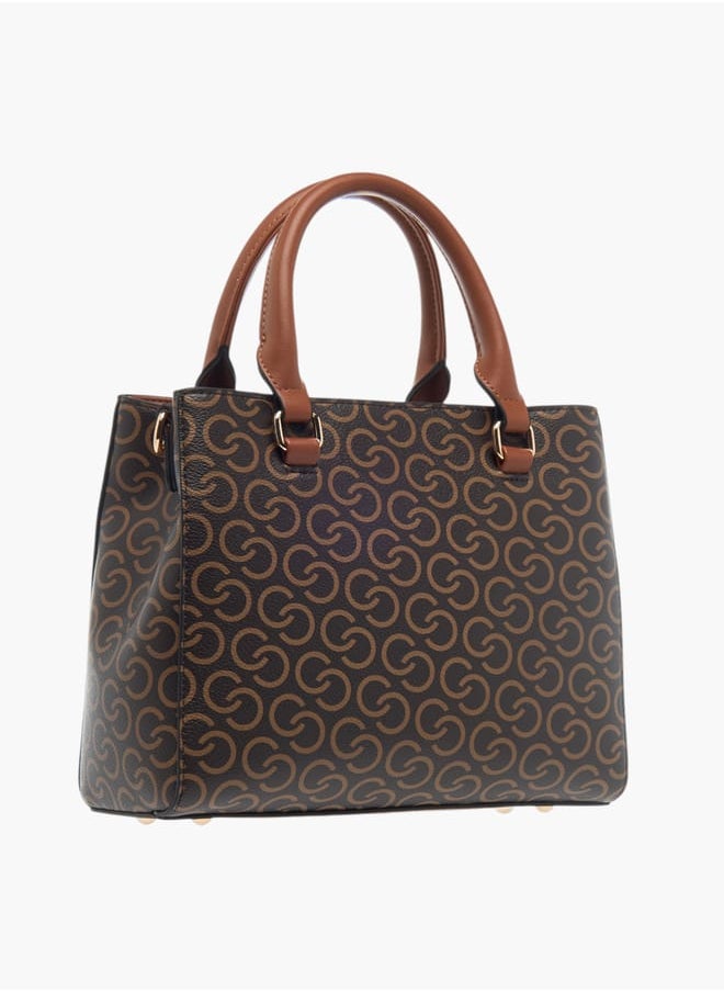 Celeste Womens All-Over Monogram Print Tote Bag With Detachable Strap And Zip Closure  - Image 3