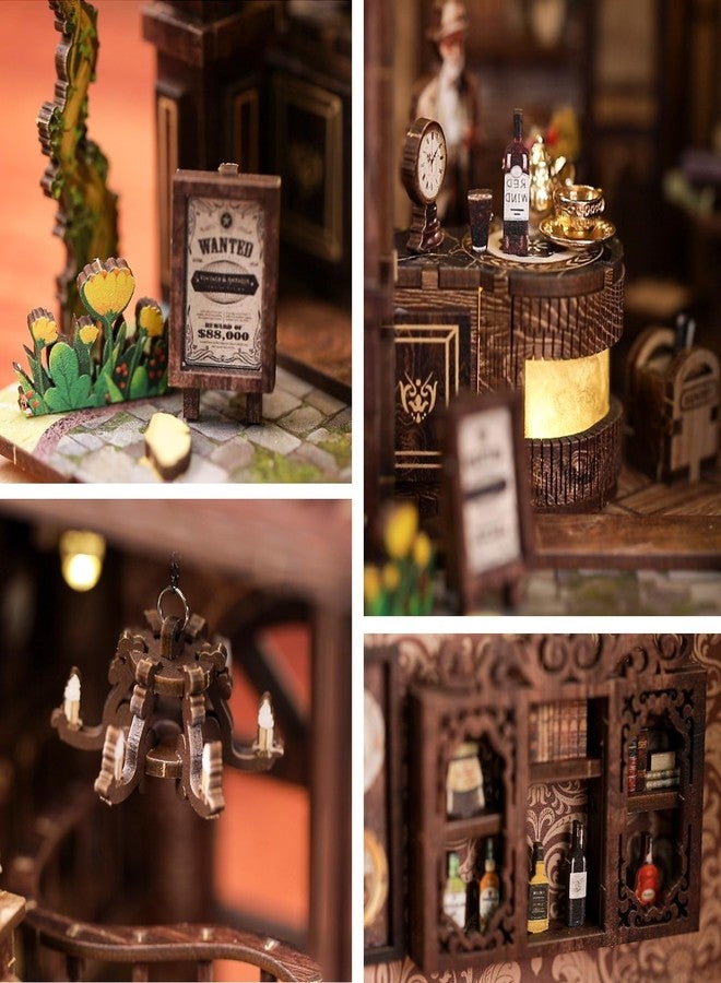 Easywave Book Nook Kit - Nook Tales DlY Mini Wooden Puzzle, Quiet Coffee Shop 3D Dollhouse Bookend with LED Light, 11Pcs 289 Accessories, Creative Gift & Bookshelf Decor - Image 4