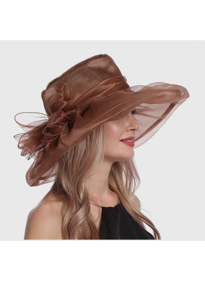 KUYING - New Organza Large Brim Sunvisor Hat Foldable UV Resistant Beach Hat - Image 1