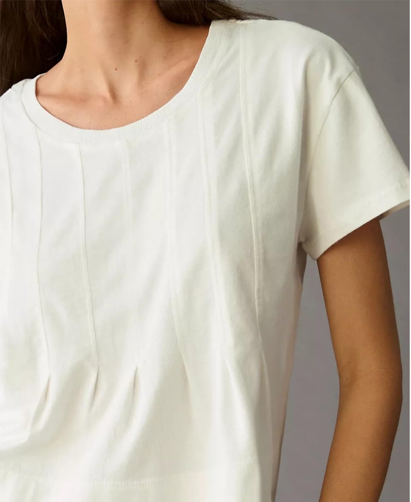 OPCAKM Cute Tops for Women Summer Pleated Swing T-Shirt Casual Babydoll Peplum Tops Lightweight Flowy Loose Fit Tee(Apricot-L) - Image 4