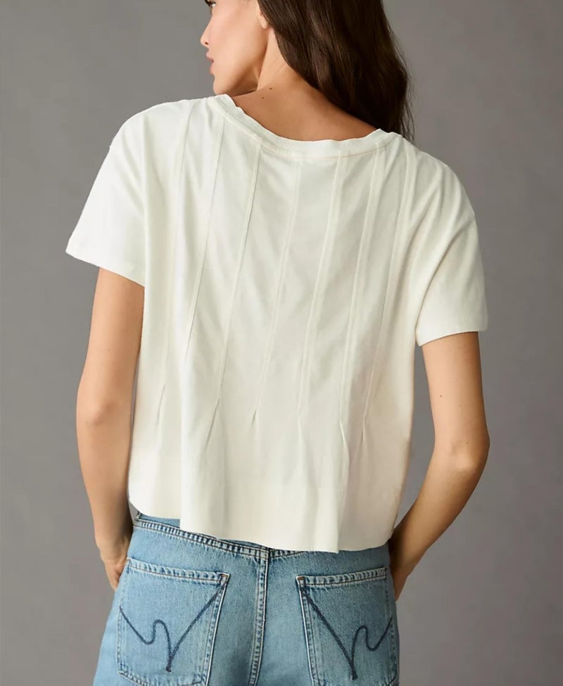 OPCAKM Cute Tops for Women Summer Pleated Swing T-Shirt Casual Babydoll Peplum Tops Lightweight Flowy Loose Fit Tee(Apricot-L) - Image 3