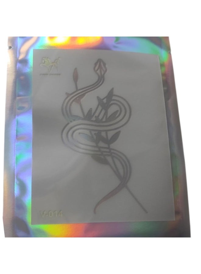 Temporary Tattoo Sticker Waterproof Snake and Flowers Design - Body Art Sticker - Model W-021