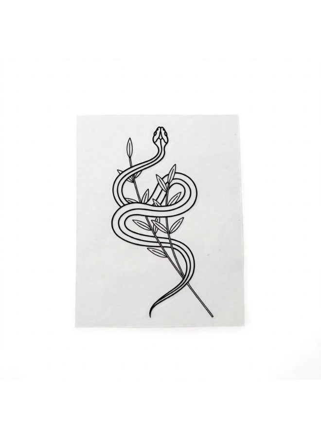 Temporary Tattoo Sticker Waterproof Snake and Flowers Design - Body Art Sticker - Model W-021 - Image 1