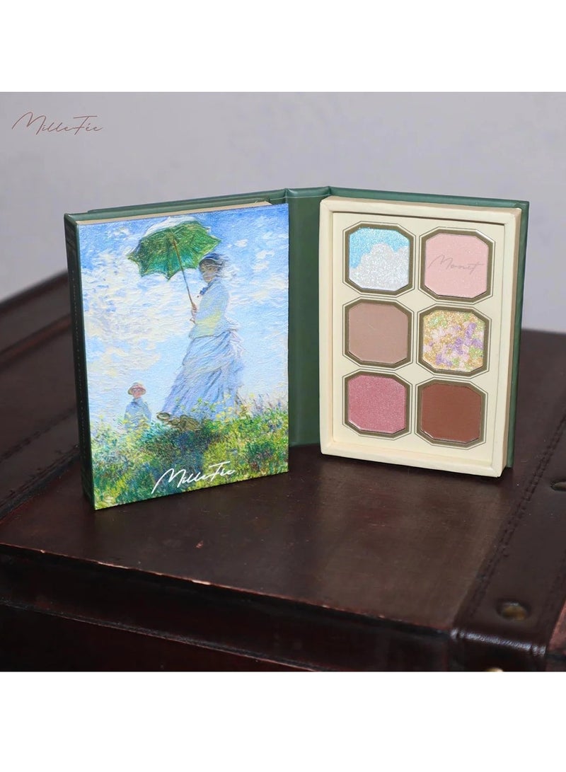 MilleFee Painting Eyeshadow Palette 6 Shades Matte and Shimmer Finishes Pressed Powder Makeup Palette-04 Woman With A Parasol - Image 2