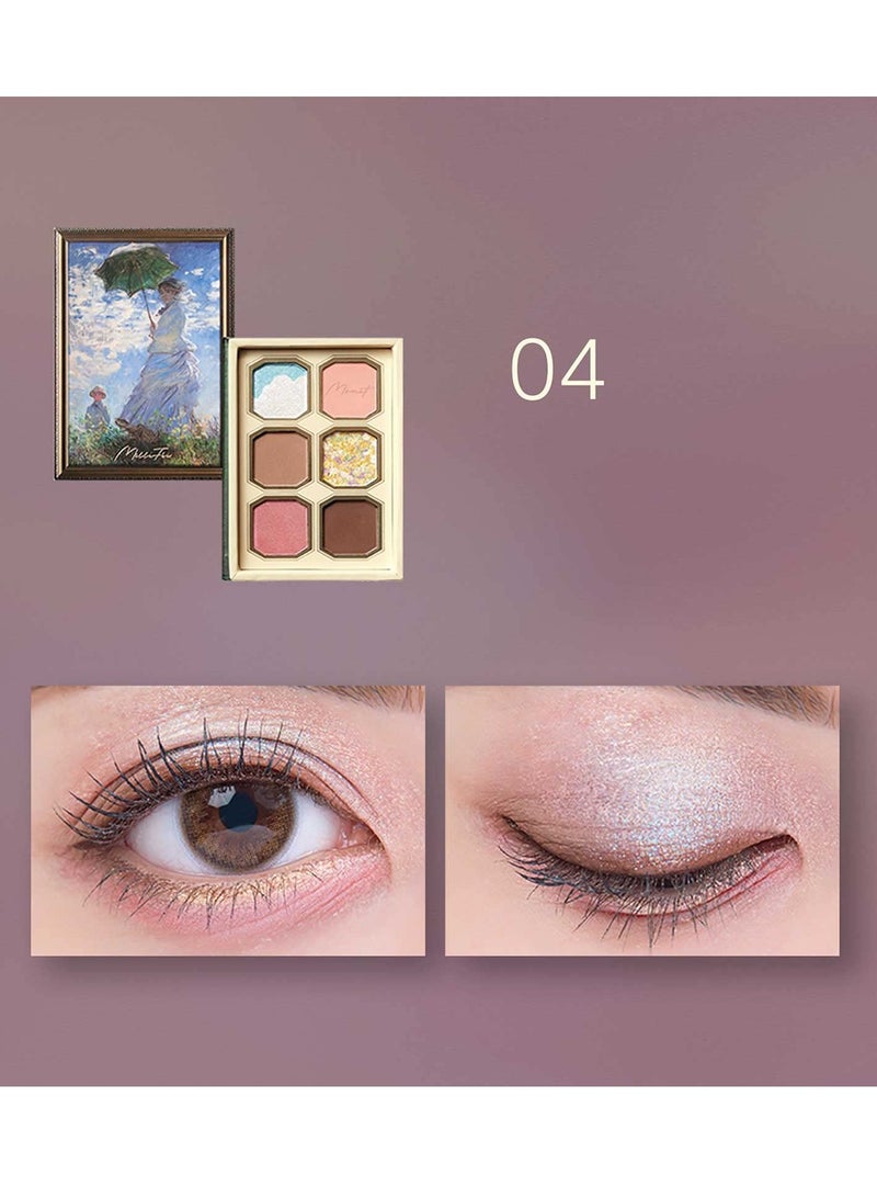 MilleFee Painting Eyeshadow Palette 6 Shades Matte and Shimmer Finishes Pressed Powder Makeup Palette-04 Woman With A Parasol - Image 5