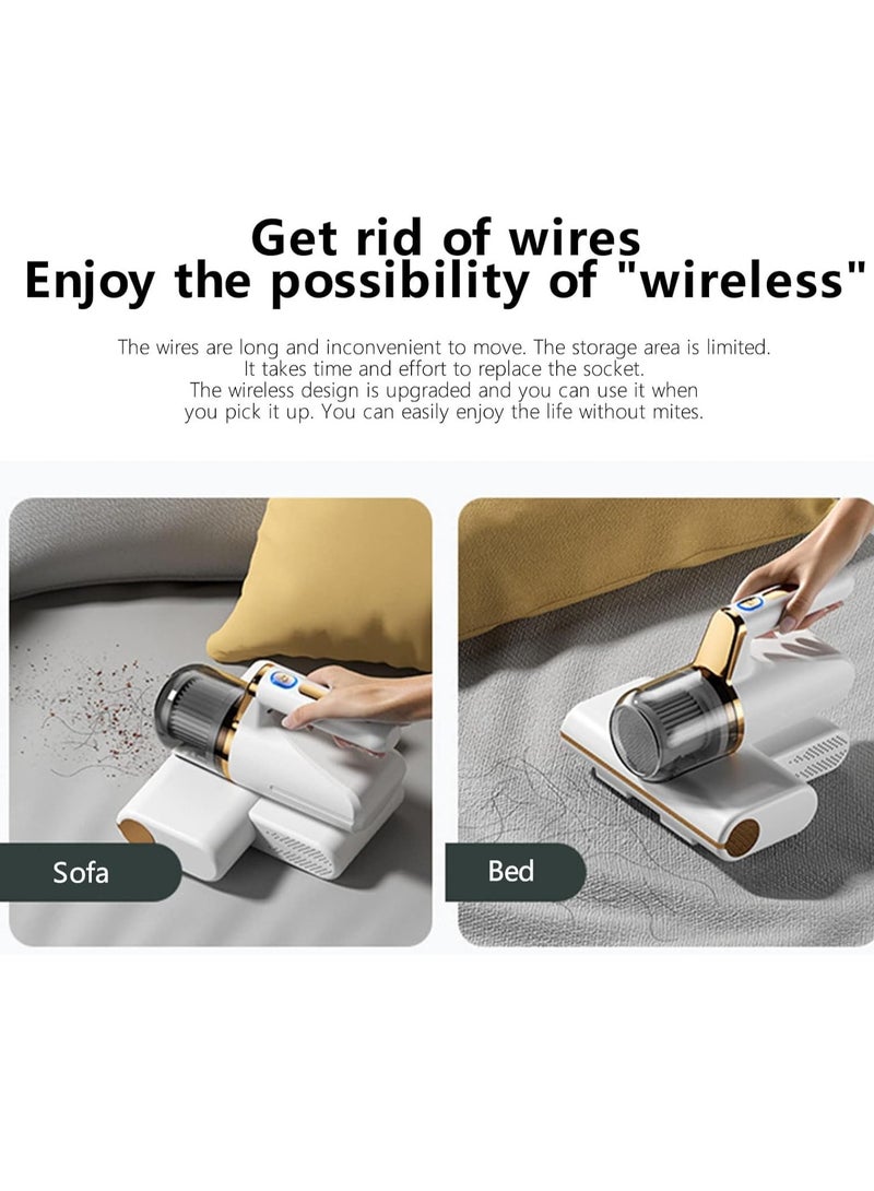 SYOSI Bed Vacuum Cleaner, Handheld Mattress Cleaner, 8KPa Strong Suction Power and Double Beat, Low Noise,Effectively Clean Up for Bedding, Sofa, Other Fabric Surfaces White - Image 5
