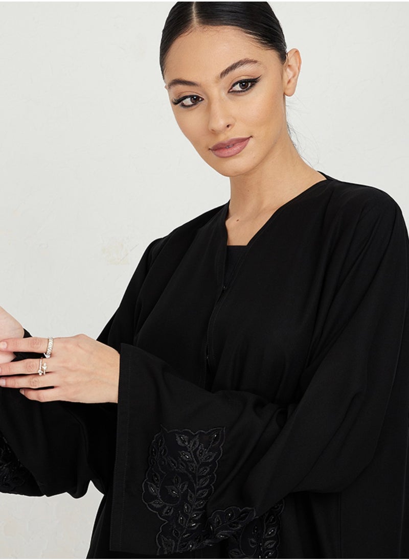 Rosette Abaya - Dantil leaves design - Image 1