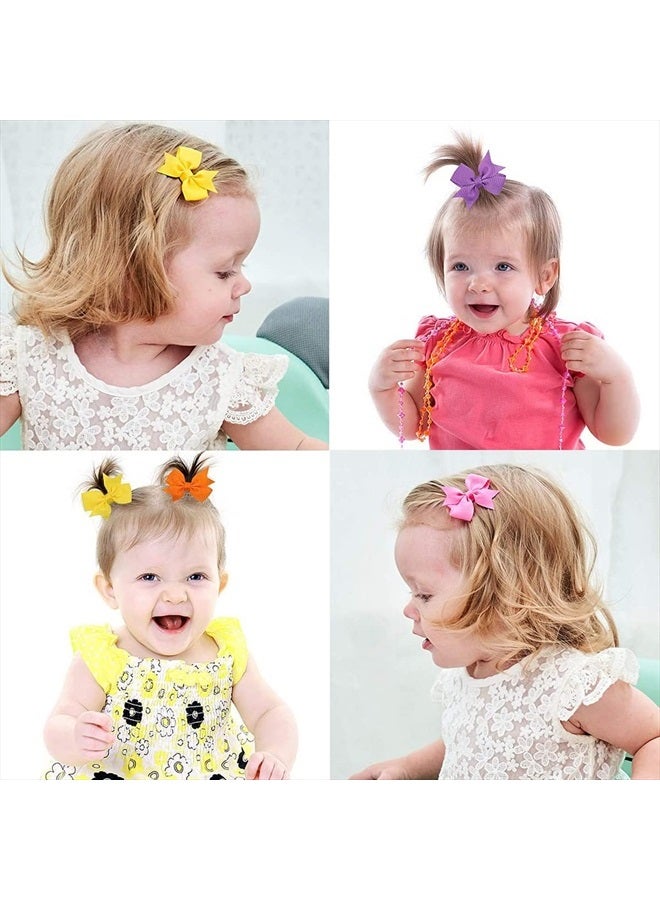 ALinmo Baby Hair Clips 2" Baby Girls Fully Lined Tiny Hair Bows Alligator Clips for Infants Toddlers in Pairs - Image 3