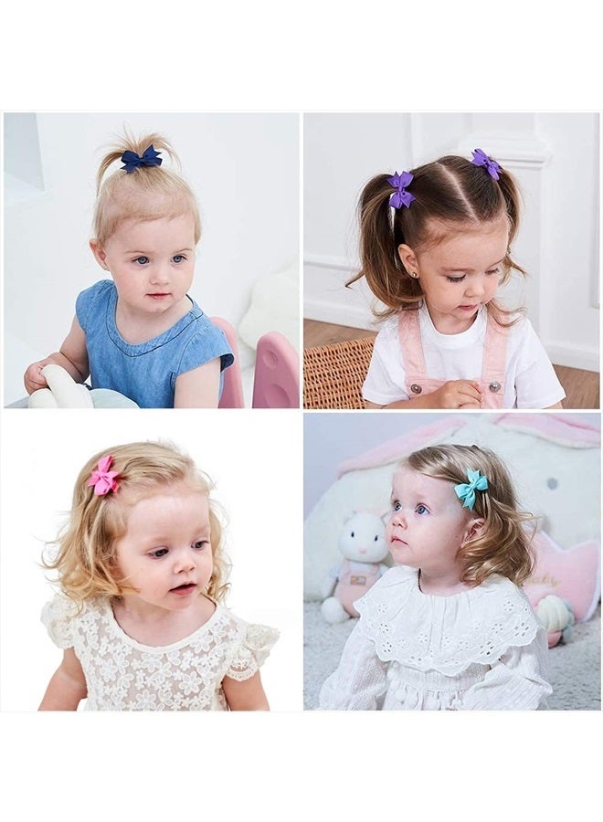ALinmo Baby Hair Clips 2" Baby Girls Fully Lined Tiny Hair Bows Alligator Clips for Infants Toddlers in Pairs - Image 4