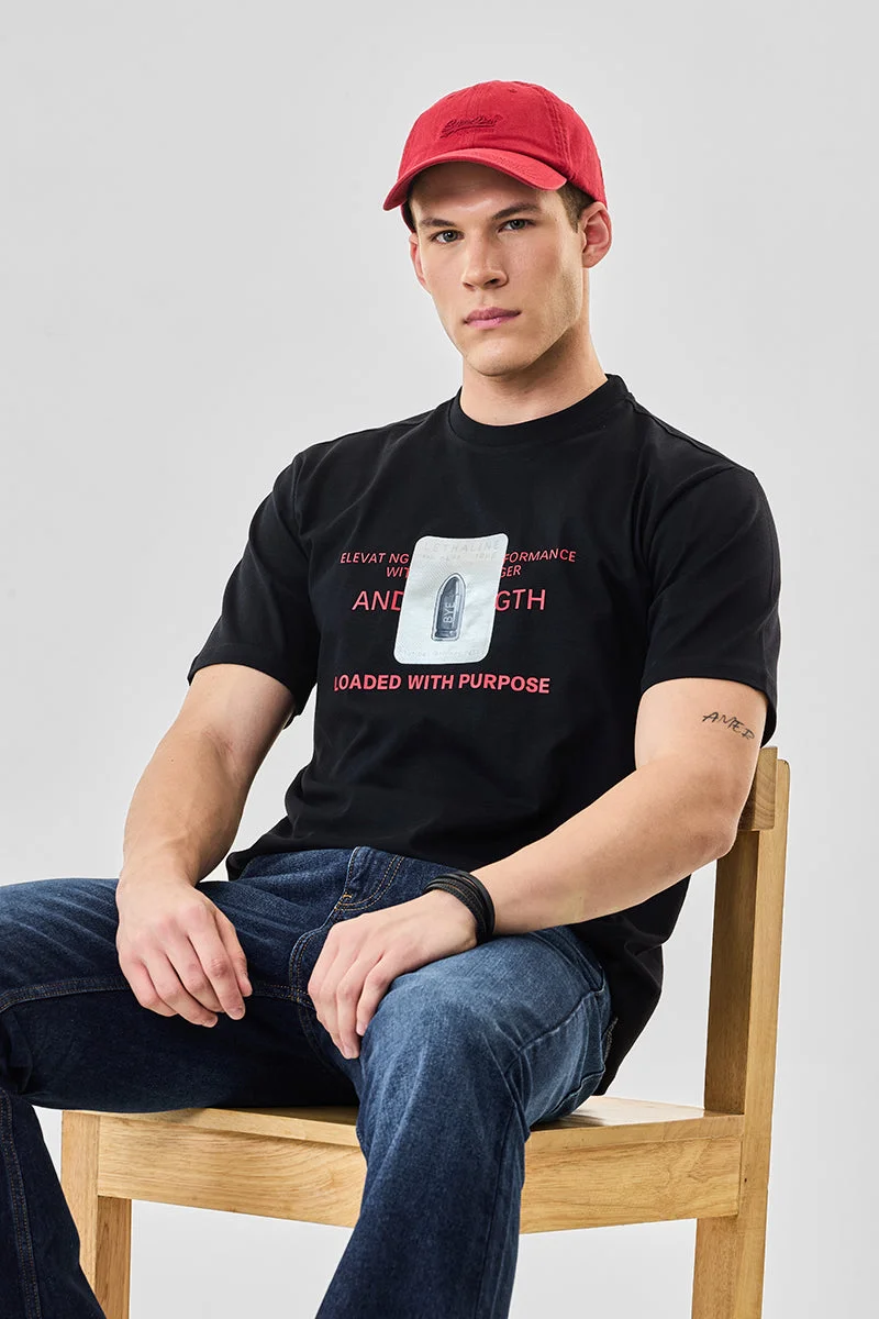 SNITCH 100% Cotton Regular Fit Graphic T-Shirt