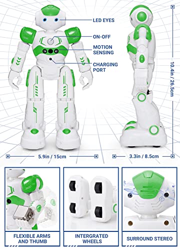 KingsDragon RC Robot Toys for Kids Gesture Sensing Remote Control Robot for Age 4 5 6 7 8 Year Old Boys Girls Birthday Present Green - Image 5