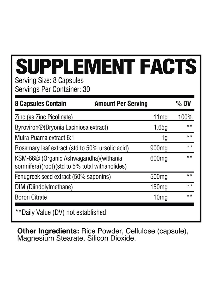 Raw Nutrition - RAW Nutrition TEST - Natural Testosterone Booster, for Muscle Growth Support and Athletic Performance, 240 Capsules - Image 1