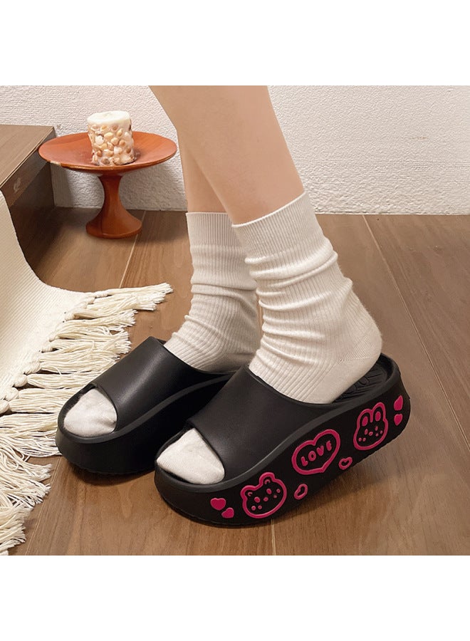 Eva Thick-soled Slippers For Outdoor Wear, Cute Cat Design, Suitable For Commuting, Beach Vacations, And Sales
