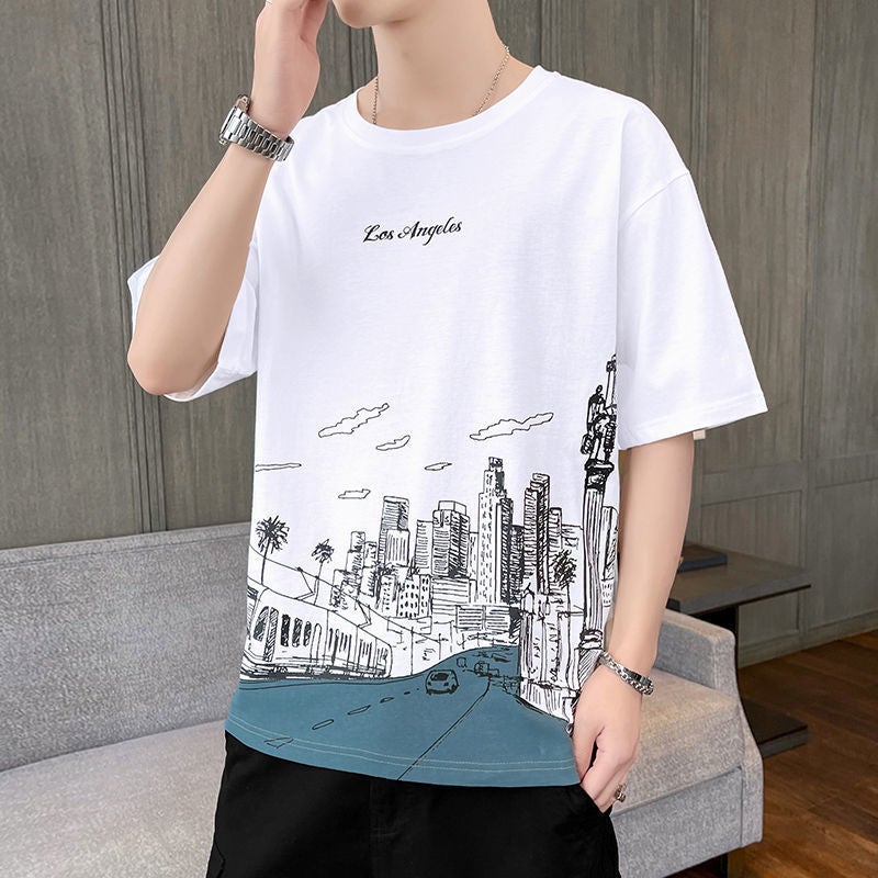 Short-sleeved T-shirt men's Korean-style trendy summer New loose half-sleeve youth casual men's half-sleeve top - Image 3