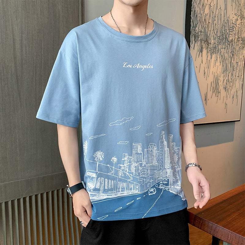 Short-sleeved T-shirt men's Korean-style trendy summer New loose half-sleeve youth casual men's half-sleeve top - Image 4
