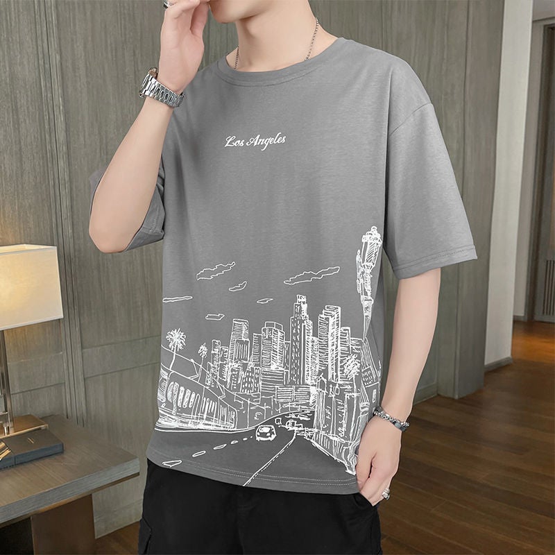 Short-sleeved T-shirt men's Korean-style trendy summer New loose half-sleeve youth casual men's half-sleeve top - Image 5