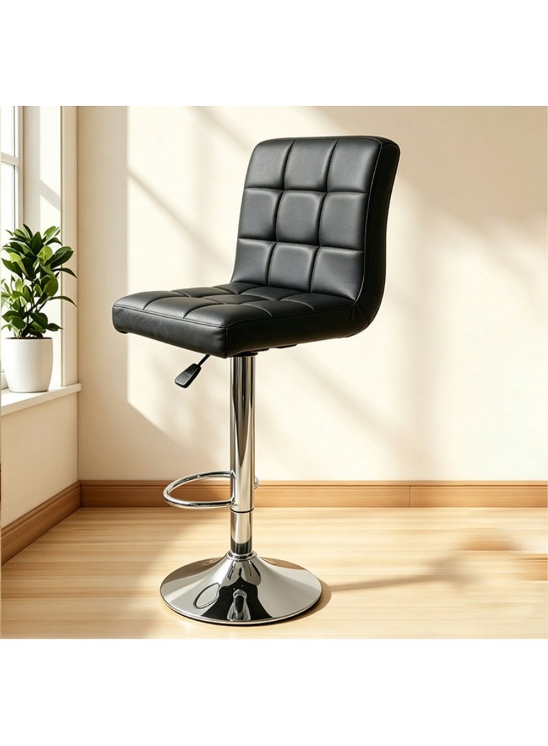 Golden Square Buckle Backrest Lift Bar Chair Home Kitchen Island Rotating High Stool Milk Tea Shop Front Desk Cashier Light Luxury Bar Chair（D-023-BK） - Image 1