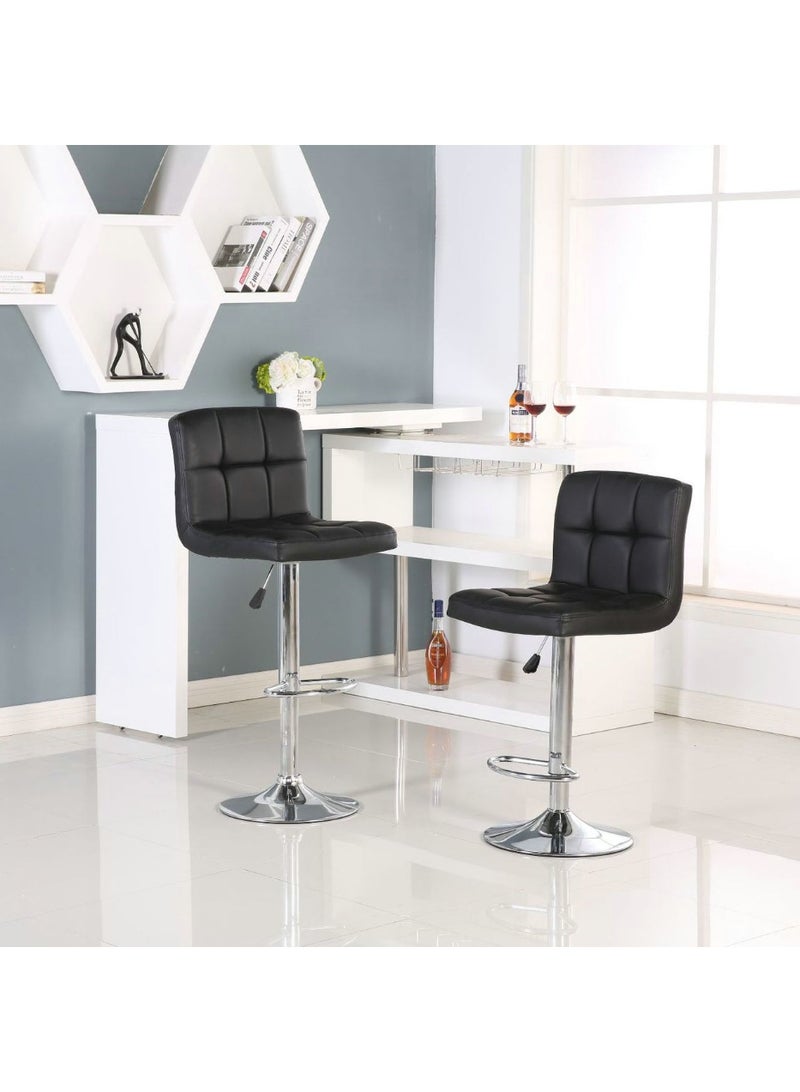 Golden Square Buckle Backrest Lift Bar Chair Home Kitchen Island Rotating High Stool Milk Tea Shop Front Desk Cashier Light Luxury Bar Chair（D-023-BK） - Image 4