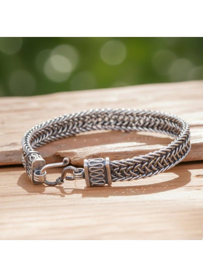 NOVICA Artisan Handmade Men's Sterling Silver Bracelet Chain Thailand [bracelet 8.5 in L x 0.5 in W Fits Wrist Size 8 in L] ' Kingdom' - Image 3