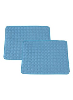 Kuber Industries Rectangular Dog & Cat Bed|Premium Cool Ice Silk With Polyester With Bottom Mesh|Multi-Utility Self-Cooling Pad For Dog & Cat|Light-Weight & Durable Dog Bed|Zqcj001B-M|Blue (Pack Of 2)  - Image 1