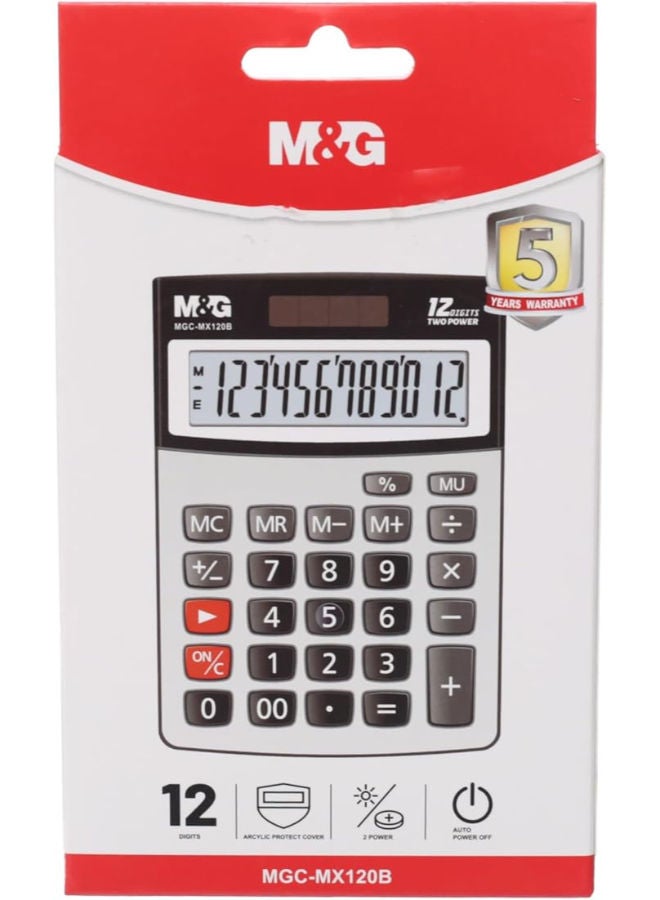 ام اند جي آلة حاسبة مكتبية، حسابات مكتبية موثوقة، شاشة كبيرة، تعمل بالطاقة الشمسية والبطارية - Image 4