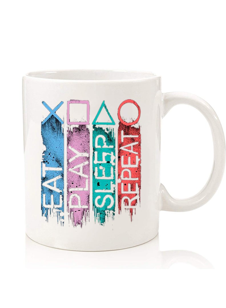 Theodor Premium Quality Two Sided Printed Coffee Mug Tea Cup For Home Office, Kids Men Women Eat play sleep repeat - Image 1