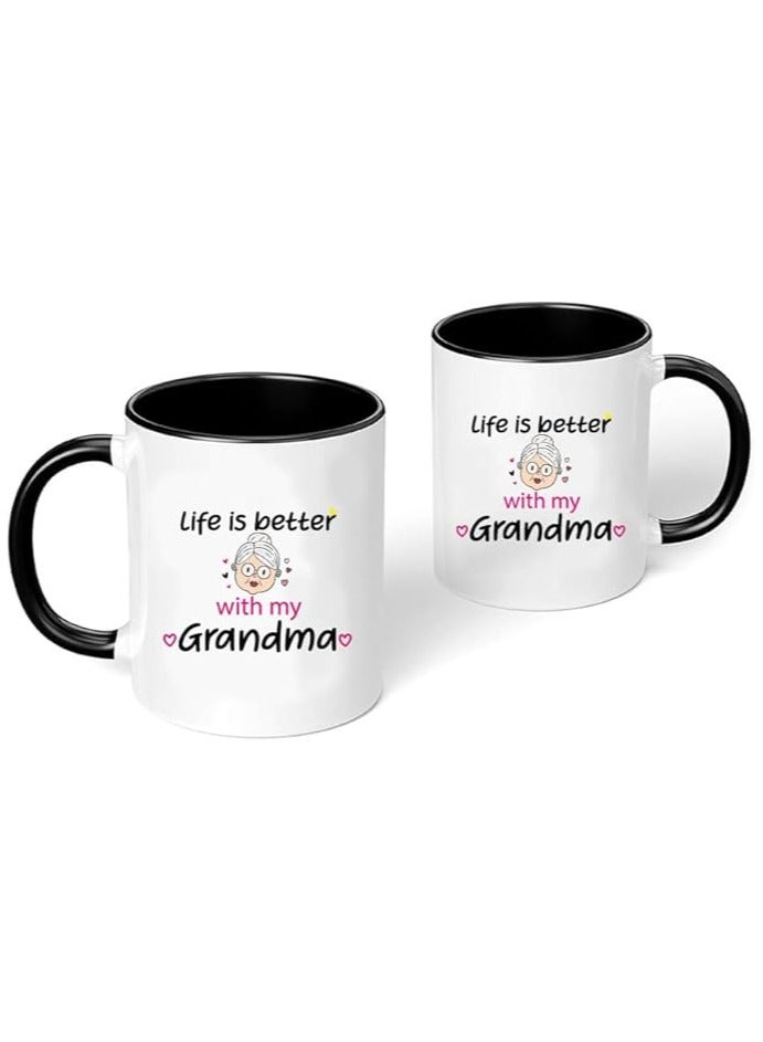 برينت شوب فور مي كوب الجدة - تصميم كلاسيكي أسود بلونين - هدية لعيد ميلاد الجدة - 11 أونصة - أظهر حبك للجدة - Image 2