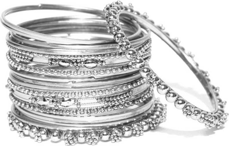 YouBella Jewellery Traditional Silver Plated Oxidized Bracelet Bangles Set for Girls and Women (2.6) - Image 2