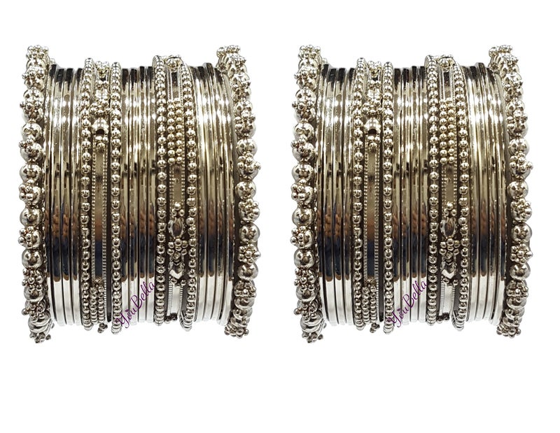 YouBella Jewellery Traditional Silver Plated Oxidized Bracelet Bangles Set for Girls and Women (2.6) - Image 4