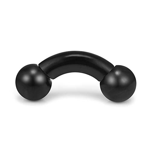 Ruifan Black Plated 316L Surgical Steel Internally Threaded Bent Curved Barbell 4G 1/2 Inch - Image 5