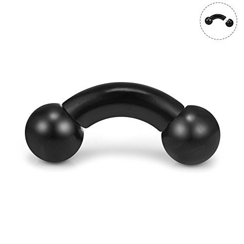 Ruifan Black Plated 316L Surgical Steel Internally Threaded Bent Curved Barbell 4G 1/2 Inch - Image 2