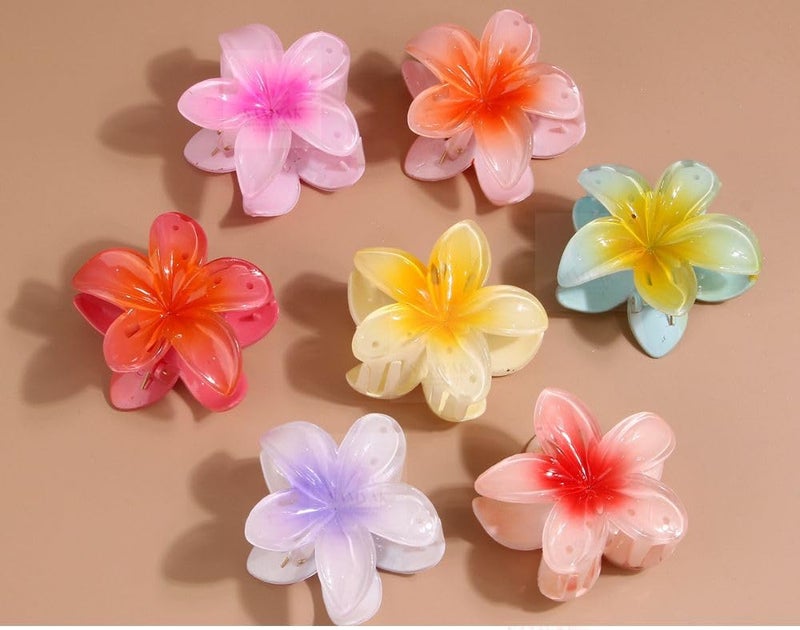 Samyak 3 Pcs Resin Flower Hair Claw Clips For Women & Girls | Flower Shape Hair Claw Clip, Random Colors will come (Multicolor) - Image 2