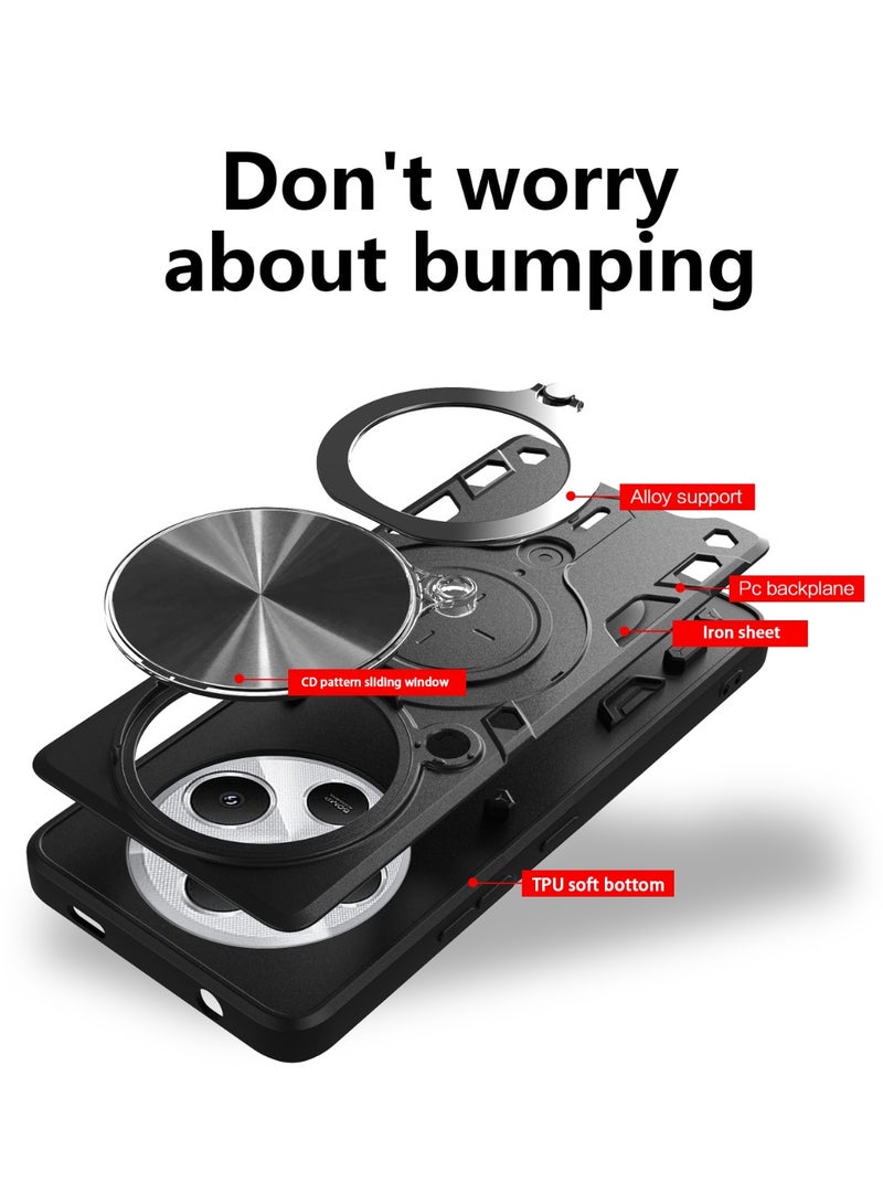ثلاثة نمور for realme 12 Pro 5G / realme 12 Pro + 5G Case, غطاء عدسة الكاميرا الشريحة, حامل الحلقة المغناطيسية مقعد حالة الهاتف الوقائي ل realme 12 Pro 5G / realme 12 Pro + 5G, أسود - Image 2