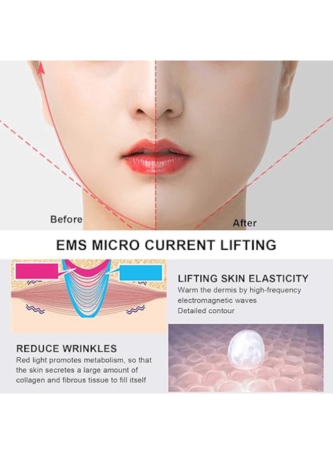 Facial massager, radio frequency full-body slimming device, EMS Y-shaped V-face roller lifting tool for facial lifting, anti-wrinkle and firming skin (pink-white). - Image 4