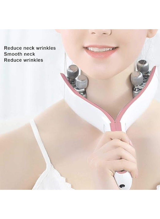 Facial massager, radio frequency full-body slimming device, EMS Y-shaped V-face roller lifting tool for facial lifting, anti-wrinkle and firming skin (pink-white). - Image 5