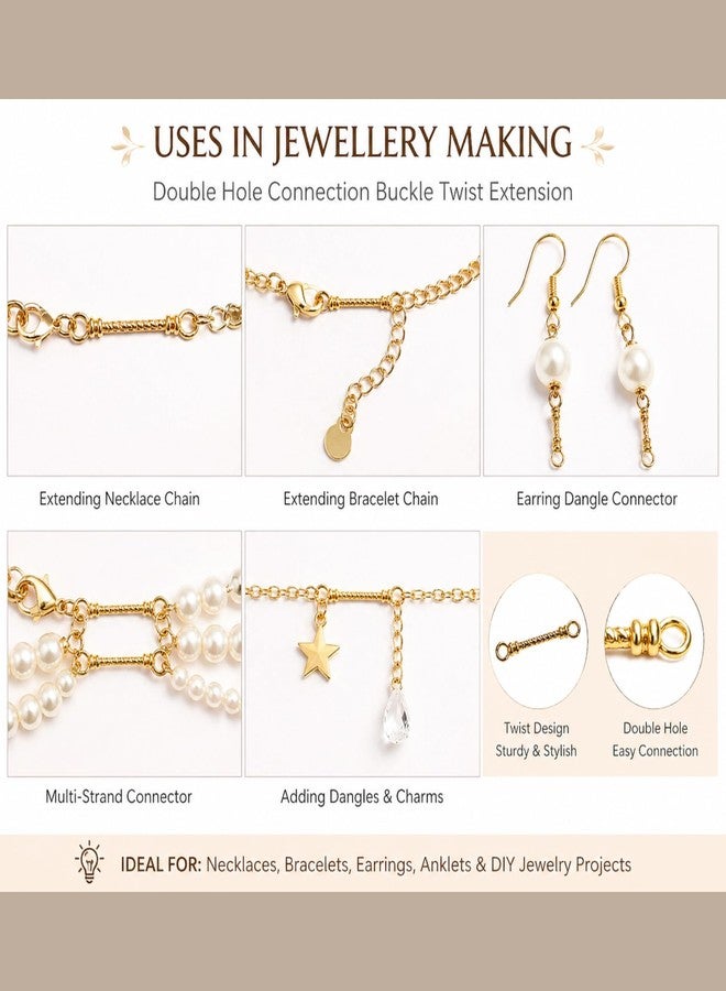 ST logo Double Hole Connector Bars for Jewelry Making Plated Link Connectors DIY Earrings Necklace Bracelet Findings Craft Supplies (25 pcs + 25 Pcs) - Image 3